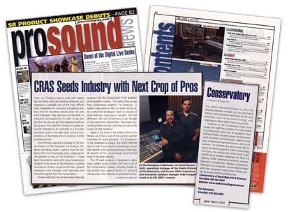 A picture of the Conservatory article in the June,1999 issue of the Pro Sound News