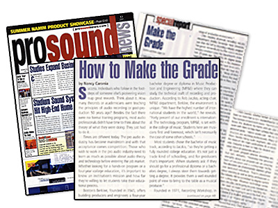 A picture of the Conservatory article in the June,1999 issue of the Pro Sound News